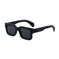 Matte black square frame sunglasses with ethnic engraved temples for men - C4 Polarized Matte Black Grey Lens