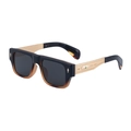Gafas de sol retro de montura cuadrada con degradado ámbar y patillas de oro grabado - Carey Degradado Gris Completo (C6)