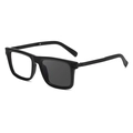 Black square frame photochromic sunglasses for men with clear and dark gray lens comparison - C2 Matte Black to Grey
