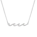 Collana a onde in argento con brillanti zirconi su catena sottile minimalista - Argento (XL0033)