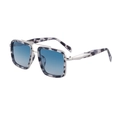 Occhiali da sole polarizzati quadrati vintage con montatura grigio marmo e lenti sfumate - Nero Lucido Montatura Argento Con Lente Sfumata Blu (C5)