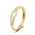 Adjustable golden ring with hollow heart design and sparkling pavé zircon stones - Adjustable Open / Gold