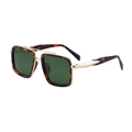 Occhiali da sole squadrati tartarugati con doppio ponte dorato e lenti verde scuro - Tartarugato Oro Verde G15 (C6)