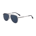 Classic silver aviator sunglasses with dark grey lenses and double bridge design - Matte Silver Frame Gray Lens (C9)