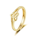 Minimalistischer goldener Triquetra-Knoten-Ring, poliert und größenverstellbar - Einstellbar Offen / Gold
