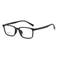 Classic black rectangular full-rim eyewear frame for women with a minimalist square design - Black (C1)