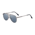 Classic silver metal aviator sunglasses with gradient blue lenses and double bridge - Matte Silver Frame Light Mirror Lens (C10)
