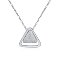 Elegant silver layered triangle pendant necklace with matte brushed texture for women - White Gold