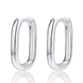 Orecchini a cerchio a forma di U in argento lucido con finitura a specchio su sfondo bianco - Forma a U/Ovale / Forma a U-Oro Bianco