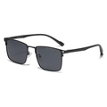 Men's square polarized sunglasses with matte black frames for outdoor driving activities - Black