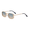 Retro square sunglasses with gold metal frame and gradient brown to blue lenses - Shiny Gold Frame Green Yellow Lens(C5)
