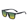 Square polarized sunglasses with matte black frames and green-to-yellow gradient lenses - Shiny Black Frame Green Yellow Gradient (C3)