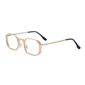 Retro geometric hexagonal gold metal frame sunglasses with black temple tips - Shiny Gold Frame Clear Light Blue Coating Lens(C7)
