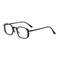 Men's square matte black sunglasses with slim metal temples and geometric frame - Matte Black Blue Light Blocking Clear Lens (C8)