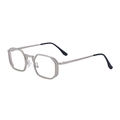 Octagonal matte silver sunglasses with vintage metal frames and black temple tips - Matte Silver Blue Light Blocking Clear Lens (C9)