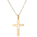 Gouden minimalistische kruishanger ketting met Jezus-silhouet aan een fijne ketting - Goud