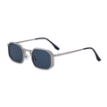 Vintage octagonal sunglasses for men with silver metal frame and dark grey lenses - Matte Silver Frame Gray Lens (C10)