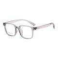 Chic square light grey translucent frame eyewear with prescription ready clear lenses - Transparent Gray