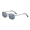 Retro square silver metal sunglasses with dark grey lenses and slim temples for men - Matte Silver Frame Silver Mirrored Lens (C11)