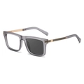 Occhiali da sole fotocromatici quadrati con montatura grigio opaco e aste dorate - C5 Grigio Opaco a Grigio