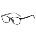 Classic black square optical glasses frame for women with interior grey contrast - Bright Black