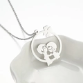 Collana in acciaio inox argento con pendente tondo ritagliato di una coppia che si bacia - Color Acciaio