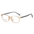 Fashionable square champagne frames with dark grey temples for optical prescription eyewear - Transparent Coffee