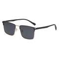 Polarized square sunglasses for men featuring a black and gold half-frame design - Gold