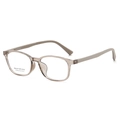 Fashionable square tea brown eyeglass frame for women with matte finish and clear lenses - Transparent Tea