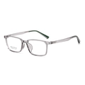 Stylish square optical glasses frames in transparent grey with non-slip green temple tips - Transparent Grey(C2)