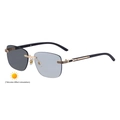 Lunettes de soleil photochromiques sans monture pour hommes avec branches en bois foncé - Monture Or Gris Clair Devient Gris (C1)