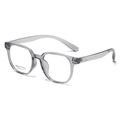 Stylish transparent grey square frame optical glasses for women, fashion eyewear model A185529 - C2-1 Transparent Grey