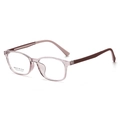 Pink transparent square eyeglass frames with dark brown temples for women fashion - Lotus Root Purple