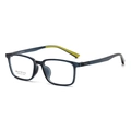 Navy blue translucent square glasses frame with two-tone blue and yellow temples - Transparent Blue(C4)