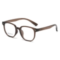 Fashionable square optical glasses frame in transparent brown for a vintage women's look - C8 Transparent Brown