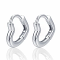 Orecchini a cerchio a cuore in argento lucido con elegante chiusura a scatto mini - Forma di Cuore / Cuore - Argento