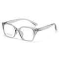 Modern transparent grey cat eye frames with polished finish and large full rim design - Transparent Grey