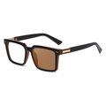 Chic square oversized sunglasses in black and amber brown dual-tone frame design - Tortoise Tea to Tea (C3)
