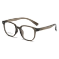 Stylish square taupe transparent eyeglasses frames with silver diamond metal rivets - C9 Transparent Green