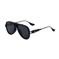 Lunettes de soleil aviateur noires avec branches métalliques industrielles et verres foncés - C2 Polarisé Noir Mat Noir Verre Gris