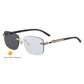 Lunettes de soleil photochromiques pour hommes sans monture avec pont doré et branches en bois - Monture Or Blanc Devient Gris (C5)