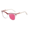 Montura cat-eye transparente con detalle rojo y lentes fotocromáticas - Rosa Rojo a Transparente a Rosa