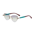 Lunettes de soleil cœur sans monture avec verres dégradés violets et branches en métal doré - Vert Rouge Revêtement Bleu (C5)