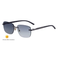Men's rimless photochromic sunglasses with dark wood grain textured temples - Gunmetal Frame Light Gray Turn Gray (C6)