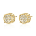 Golden iced out hip hop stud earrings with micro paved sparkling cubic zirconia - Round Column Iced Out Style (KL002) / Gold