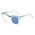 Gafas de sol cat eye con montura turquesa transparente y cristales azules - Azul a Transparente a Azul