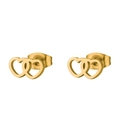 Detailed close-up of interlocking heart-shaped gold studs with secure butterfly backings - Gold