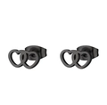 Detail showing interlocking double heart stud earrings with matte black finish - Matte Black