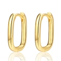 Eleganti orecchini a cerchio ovali placcati oro 18K con finitura lucida minimalista - Forma a U/Ovale / Forma a U-Oro Giallo