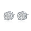 Classic silver iced out micro-pave stud earrings with sparkling round cubic zirconia - Round Column Iced Out Style (KL002) / White Gold
